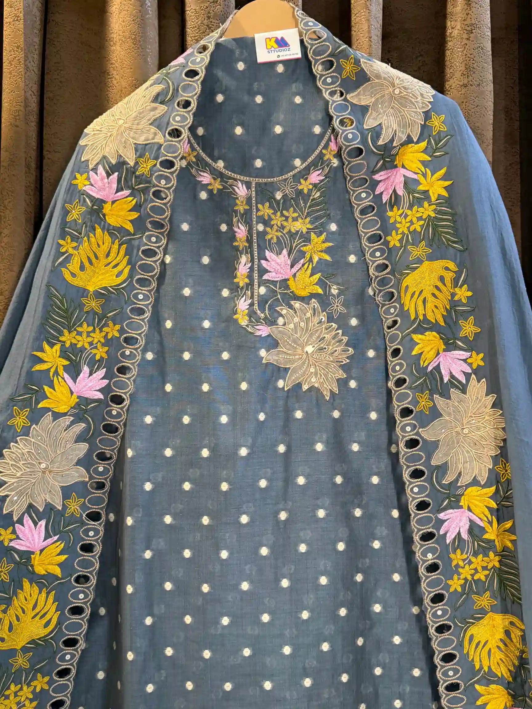 Pure Linen Jamdani Heirloom Designer Suit Set