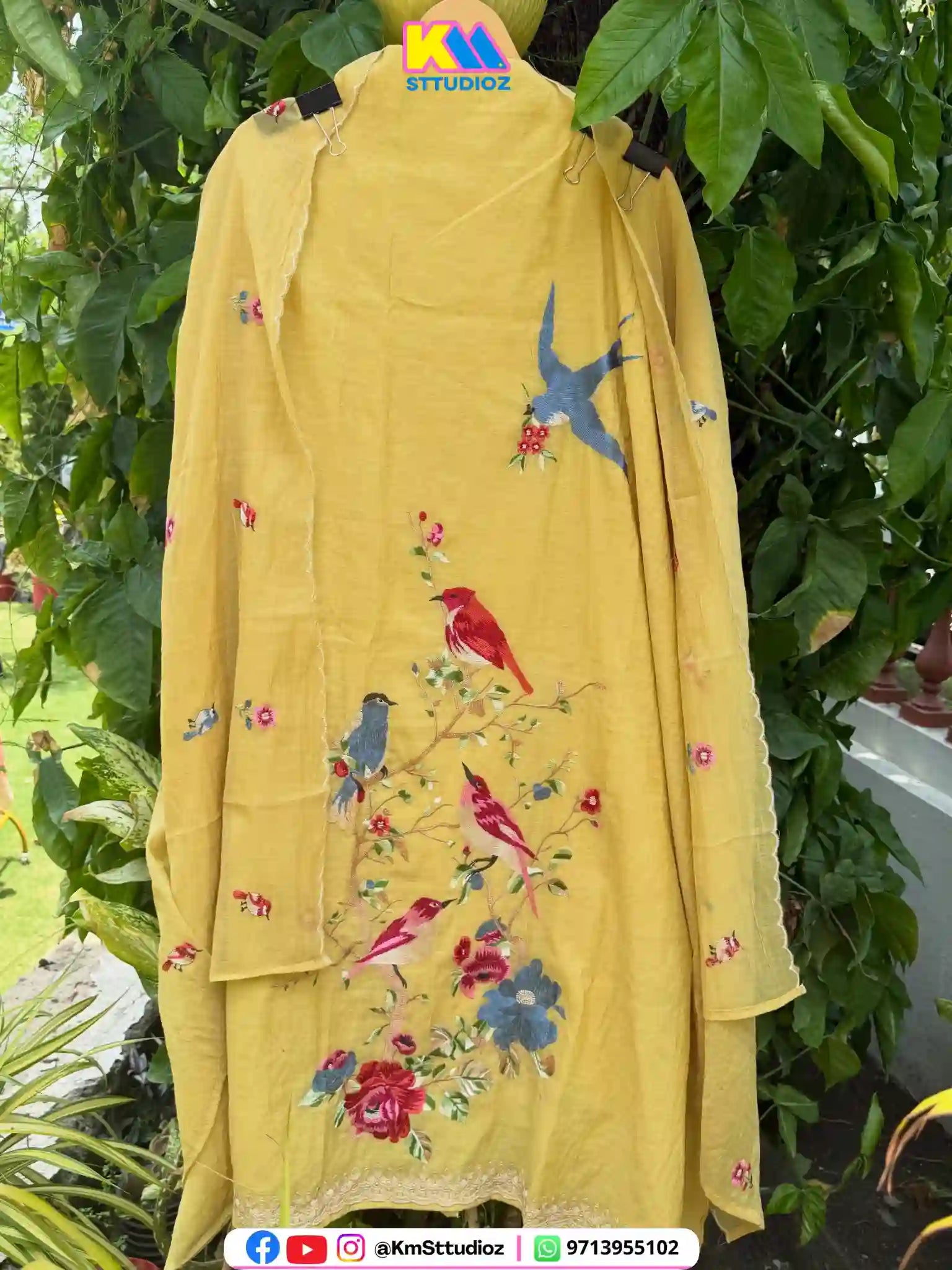 Birds Concept Mul Chanderi Suit Set