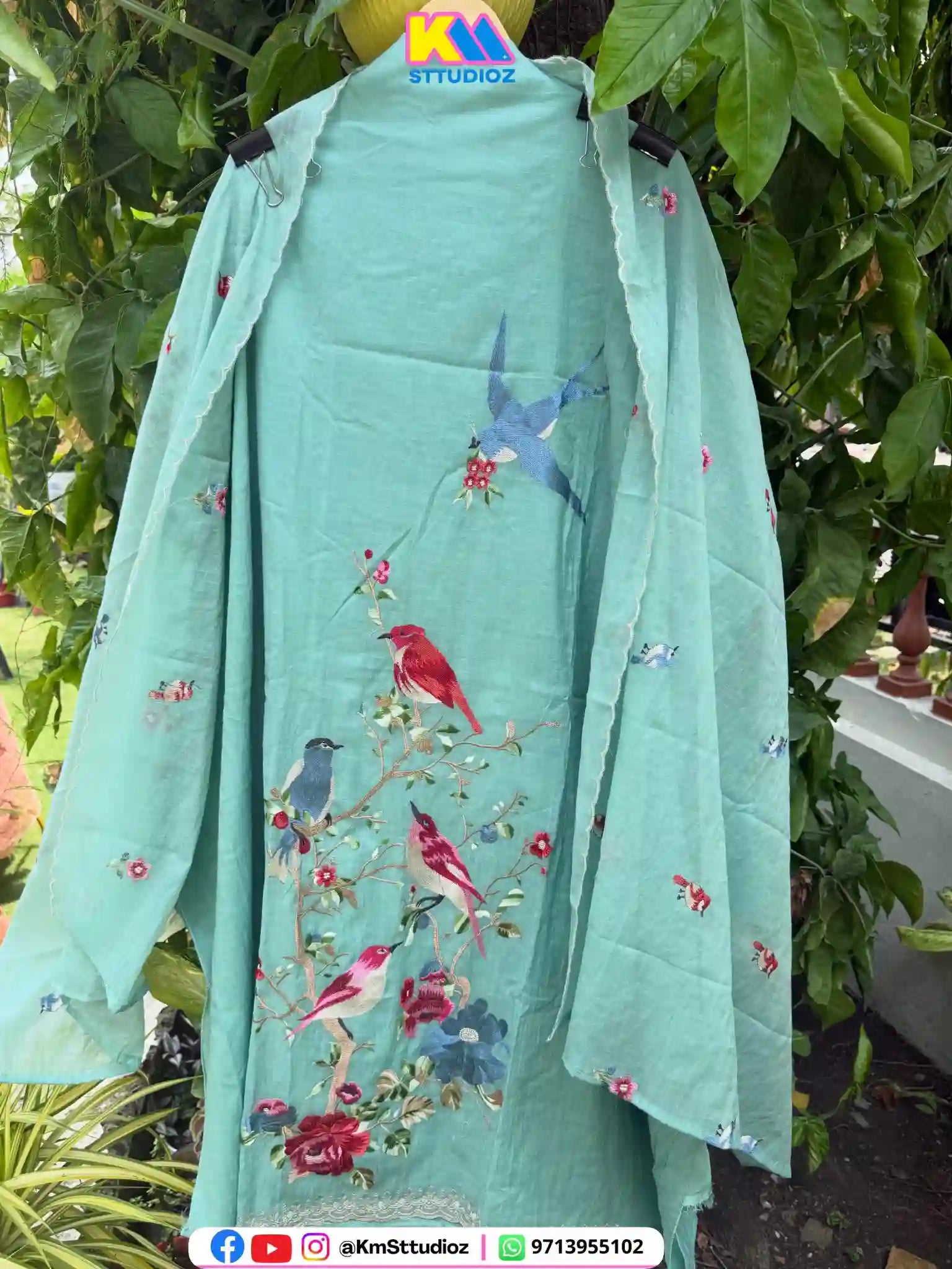 Birds Concept Mul Chanderi Suit Set