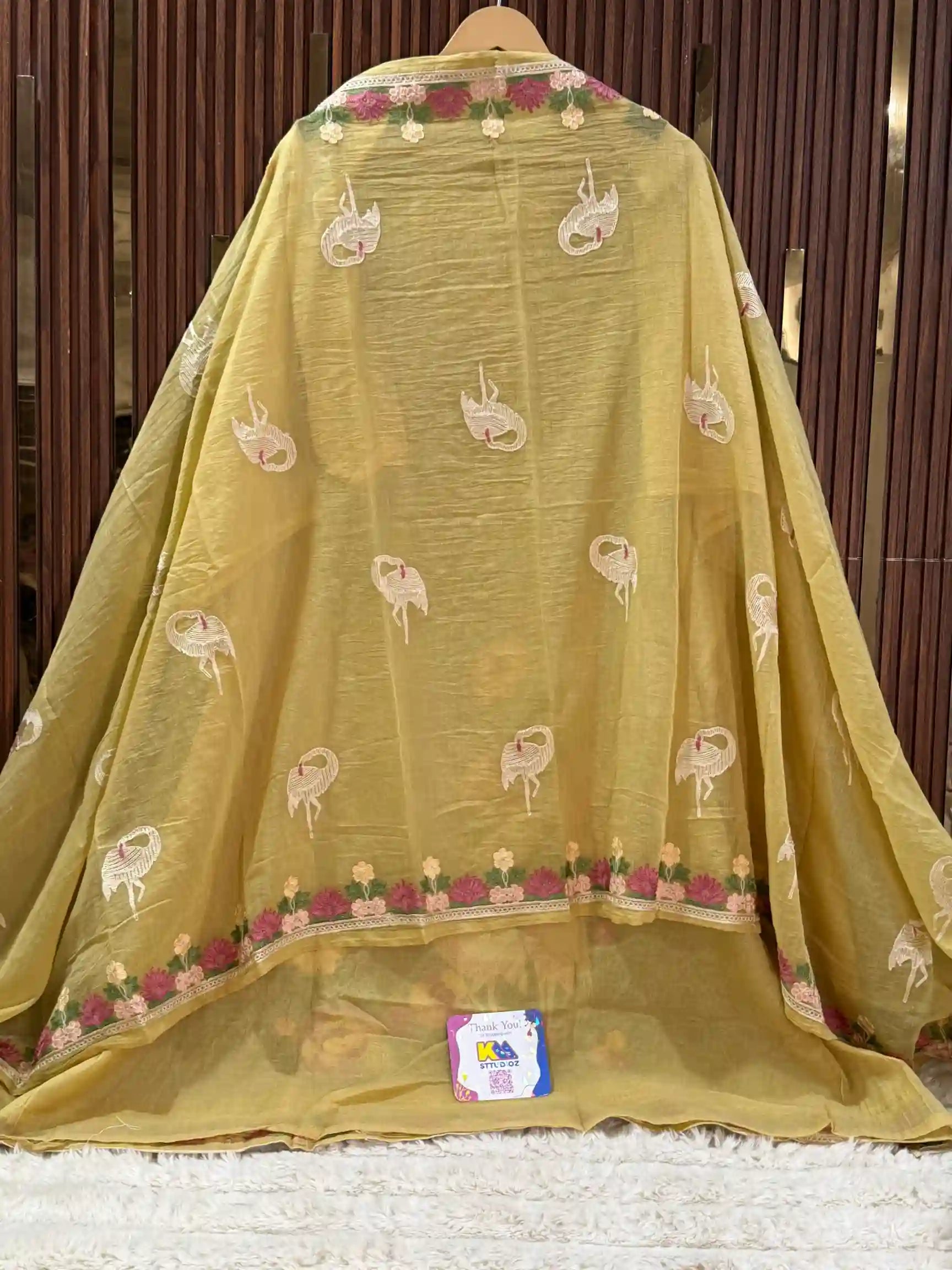 Mul Chanderi Flamingo Designer Suit Set