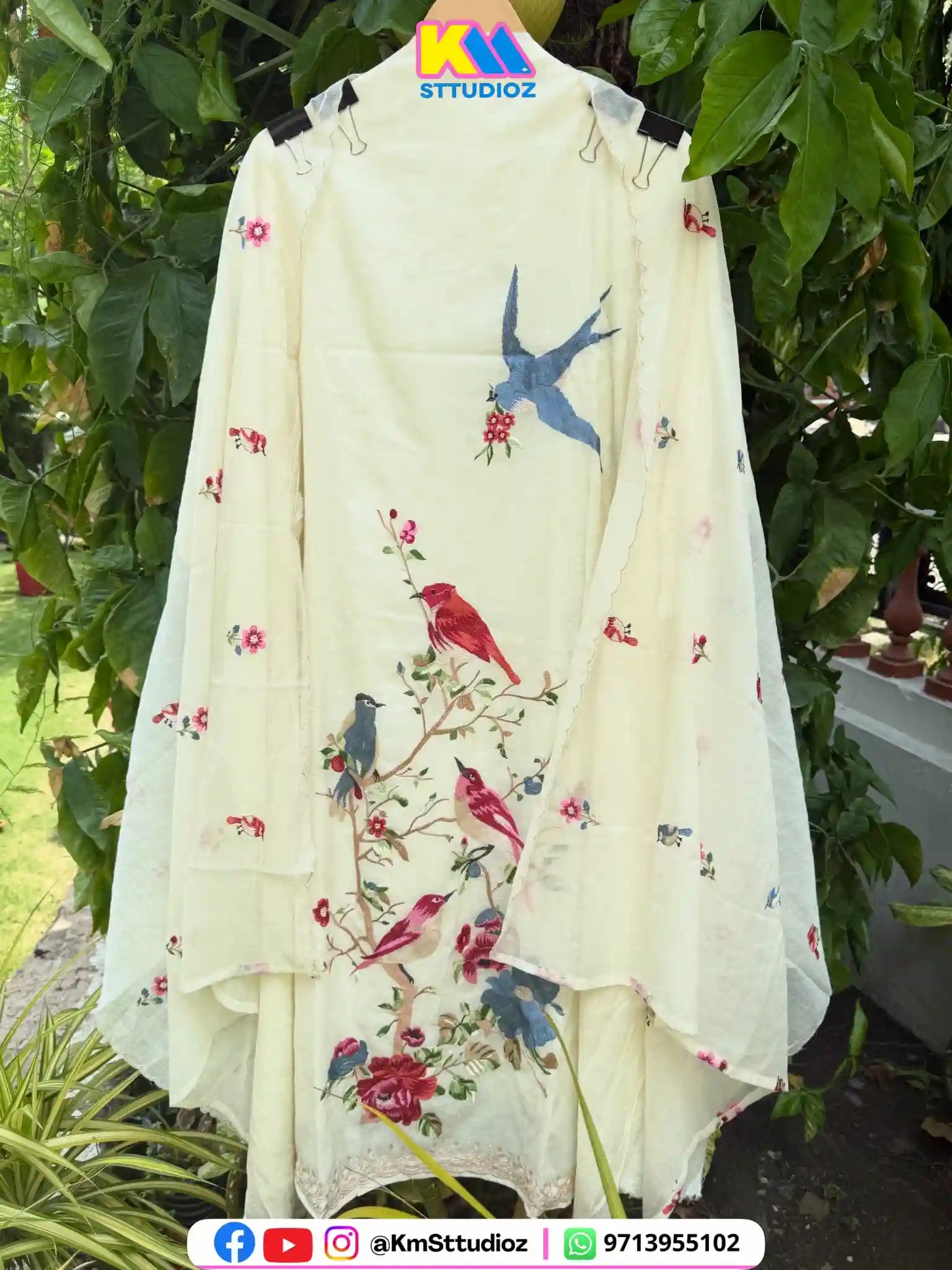Birds Concept Mul Chanderi Suit Set