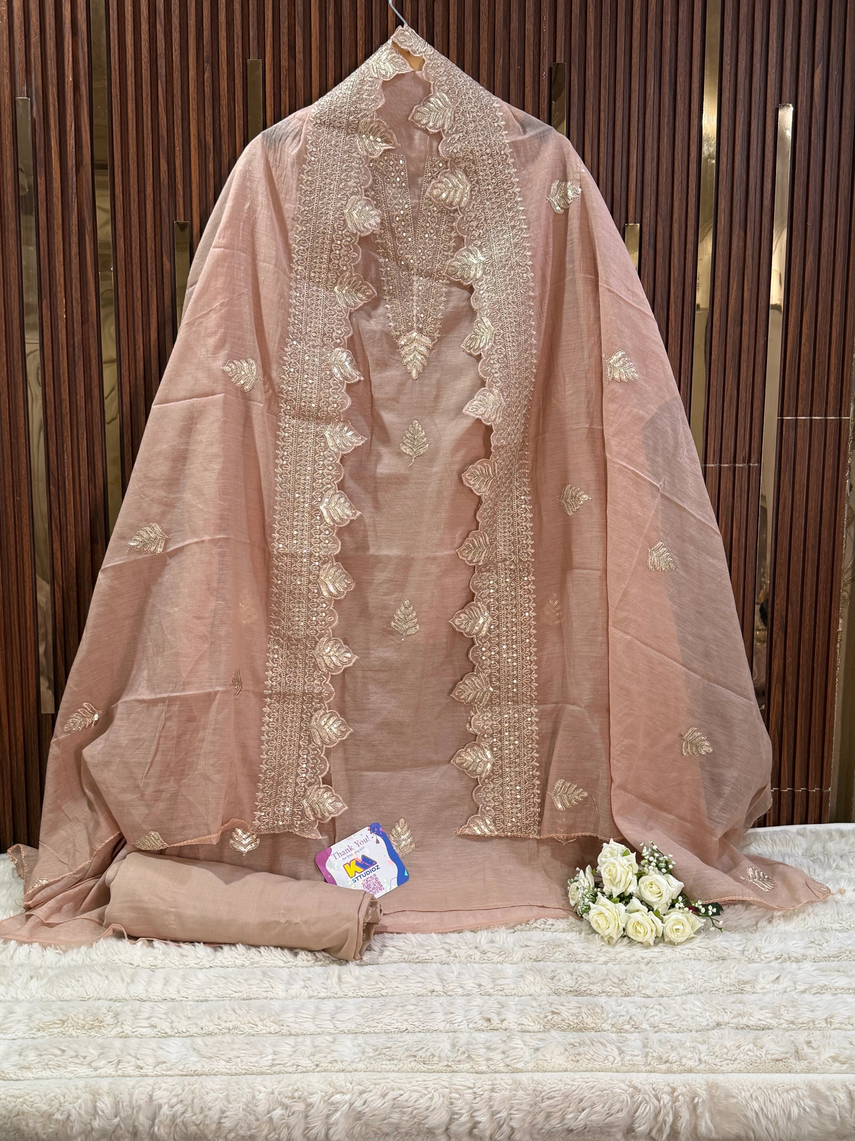 Mul Chanderi Cutwork Designer Suit Set