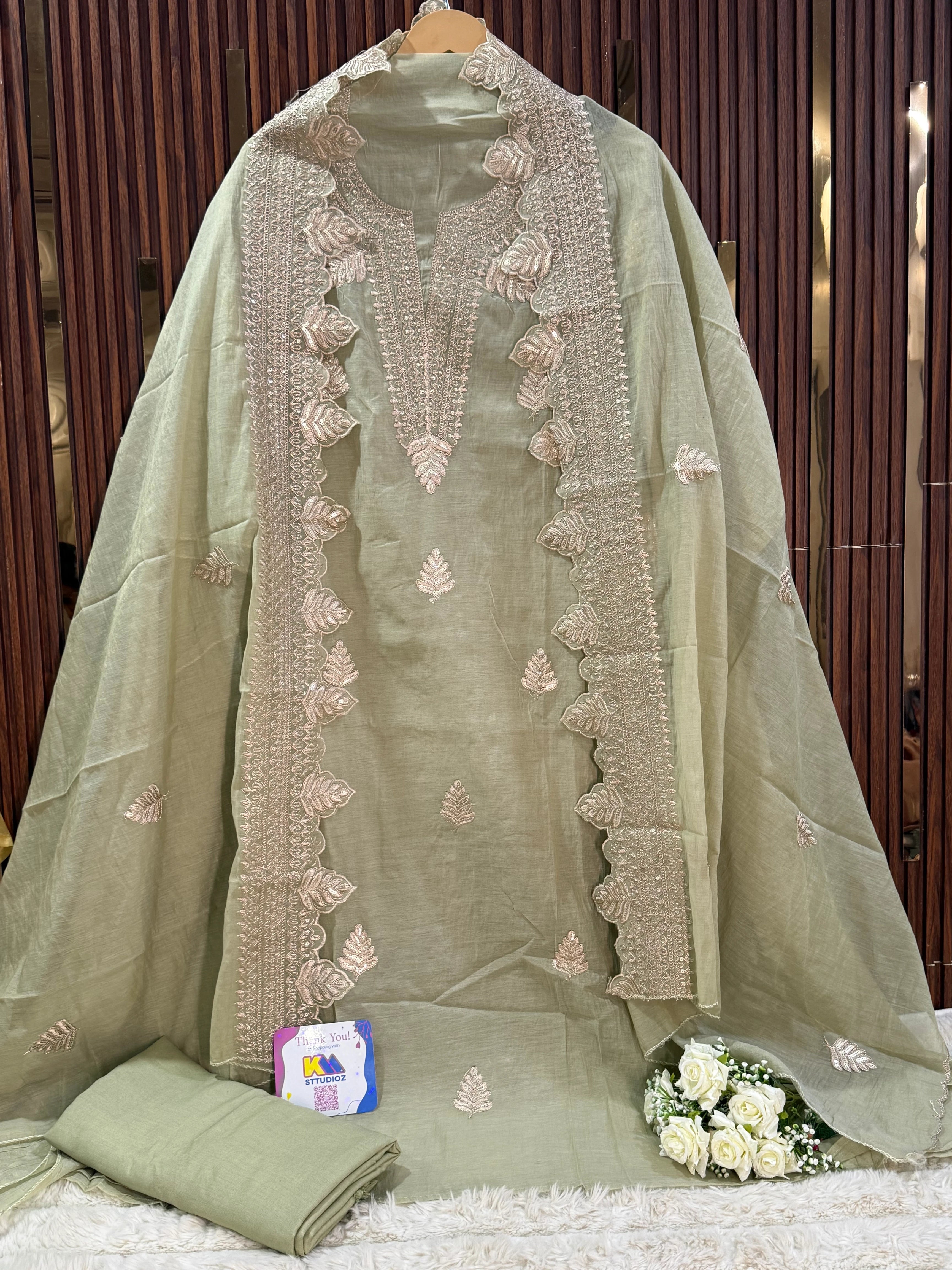 Mul Chanderi Cutwork Designer Suit Set