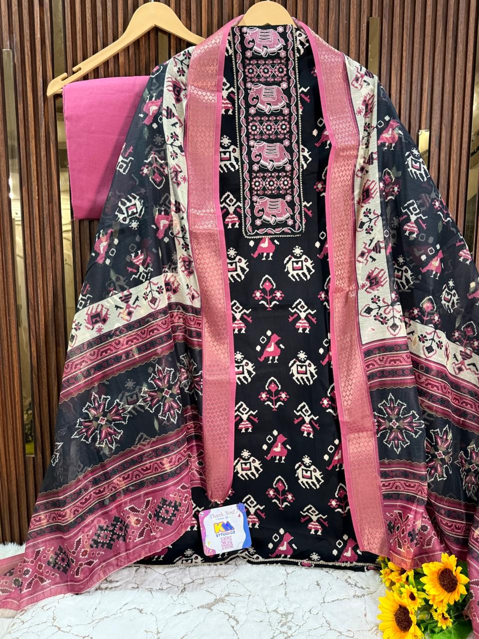 Premium Jam Cotton Patola Print Designer Suit Set