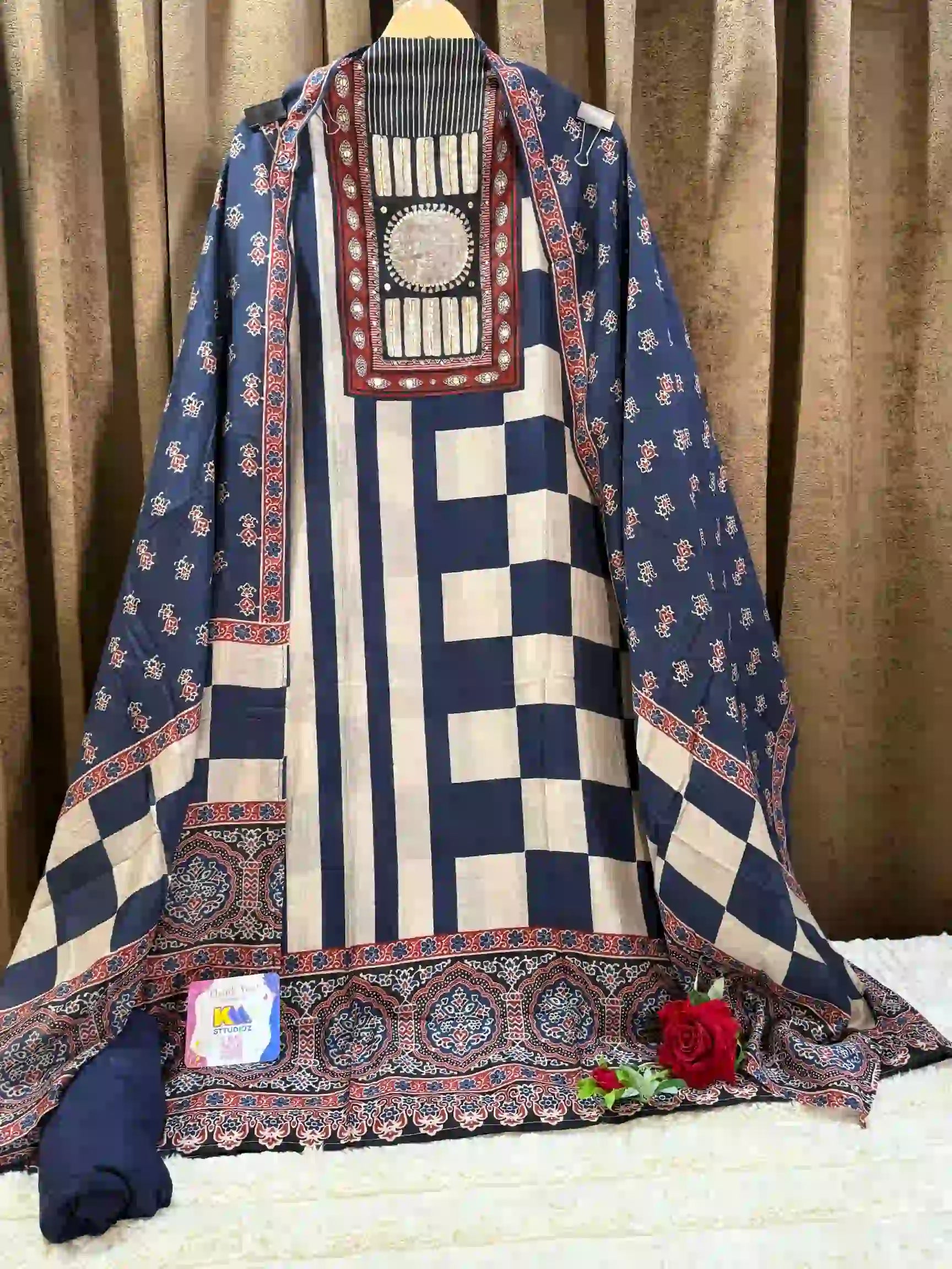 Premium Muslin Ajrakh Print Suit Set