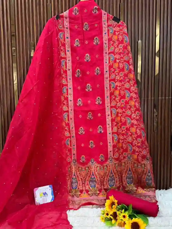 Classic Dola Silk Meenakari Banarasi Designer Suit Set