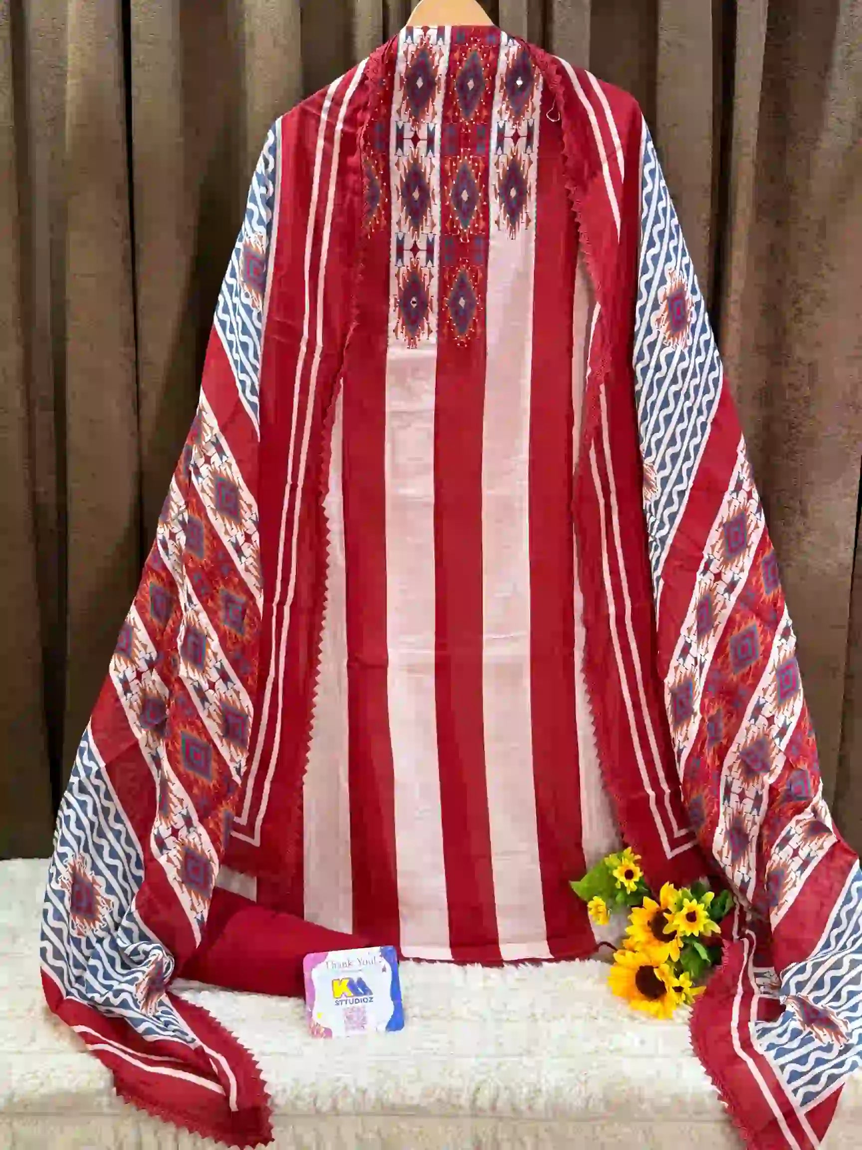 Pure Mul Cotton Ikat Fusion Suit Set