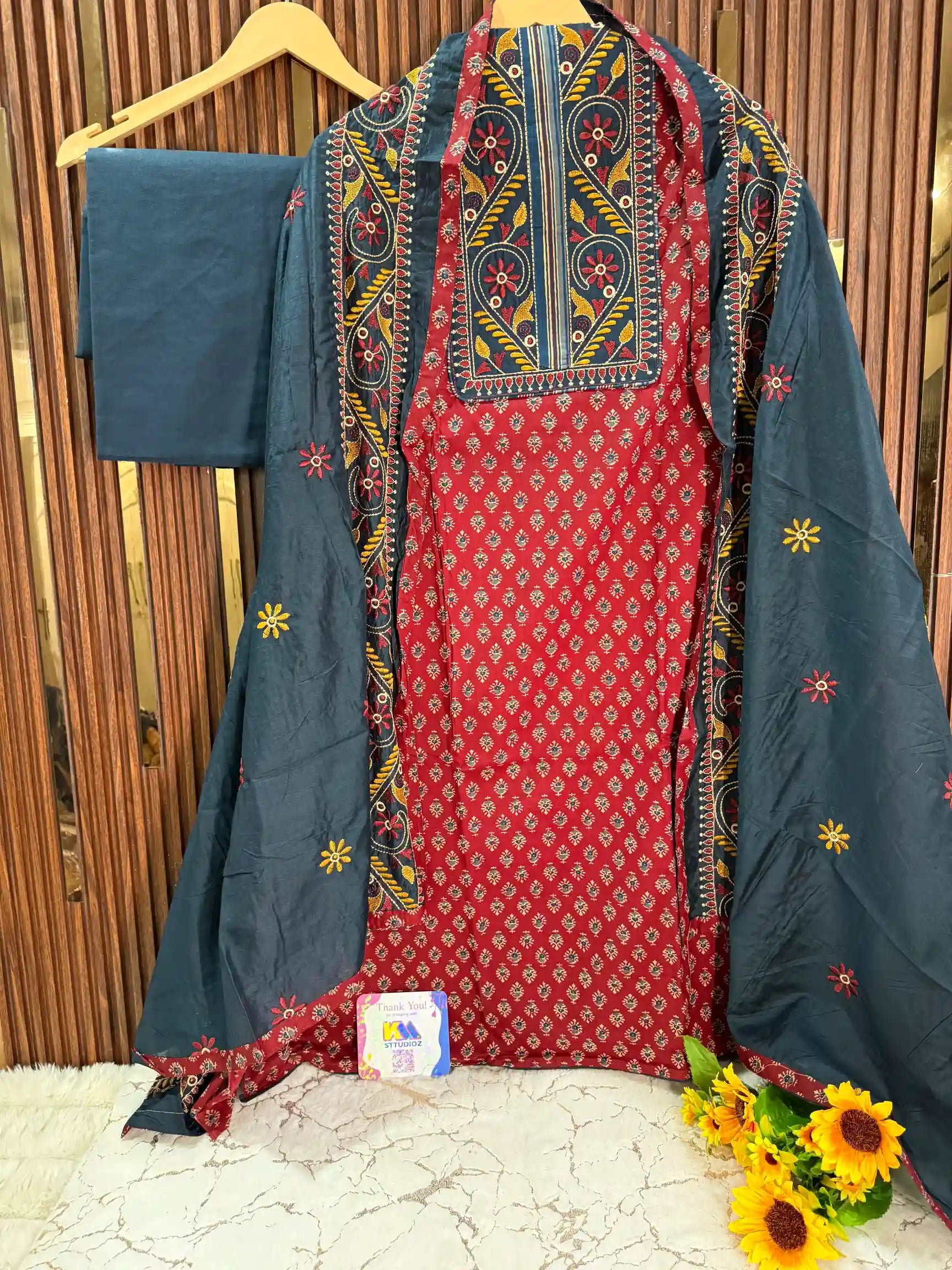 Ajrakh Cotton Designer Suit Set