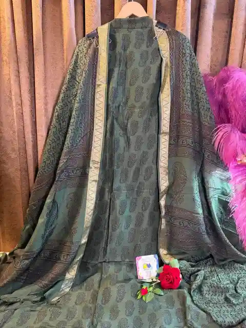 Premium Bagh Dola Silk Heritage Suit Set