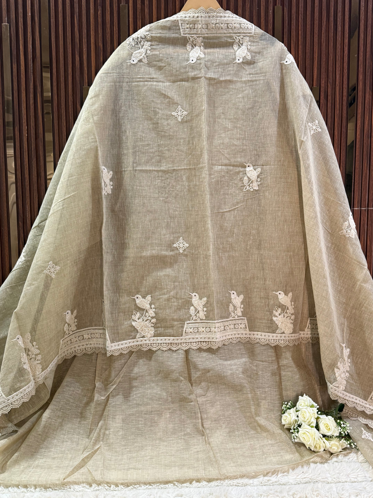Premium Jamdani Linen Chanderi Suit Set
