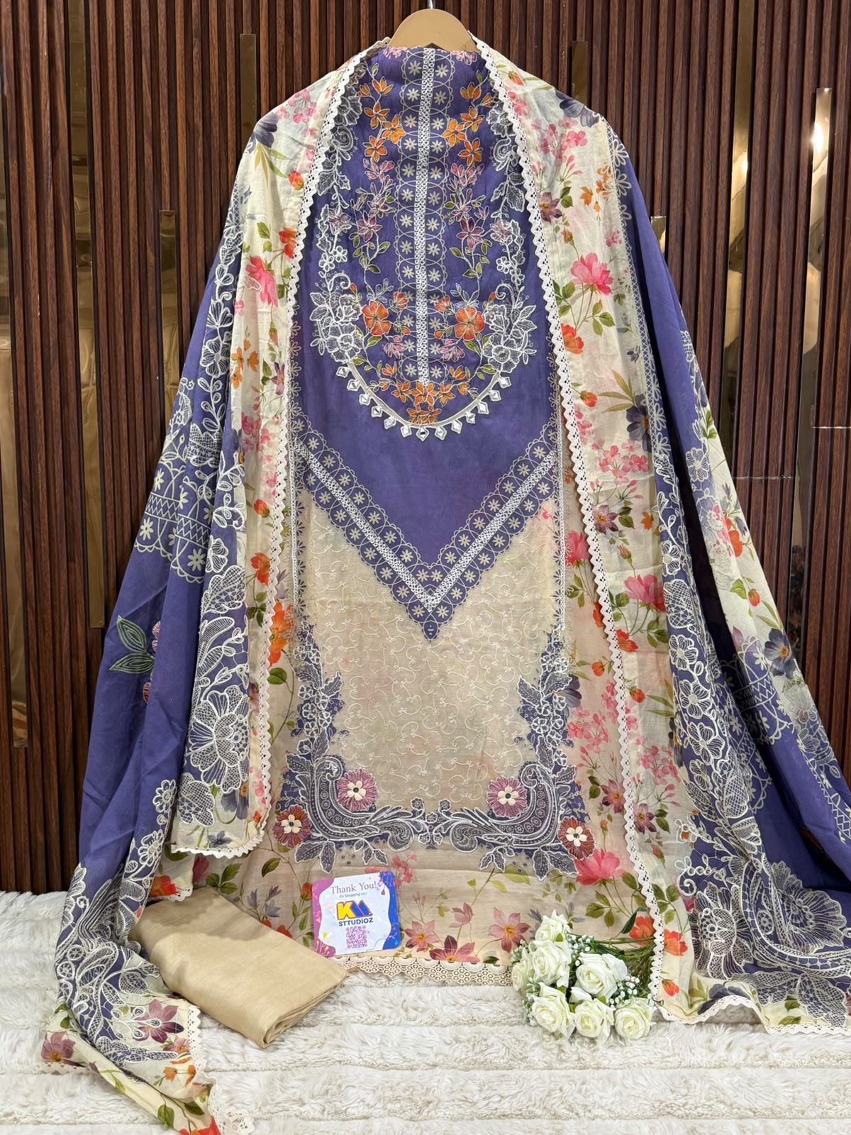 Pure Muslin Handworked Designer Suit Set