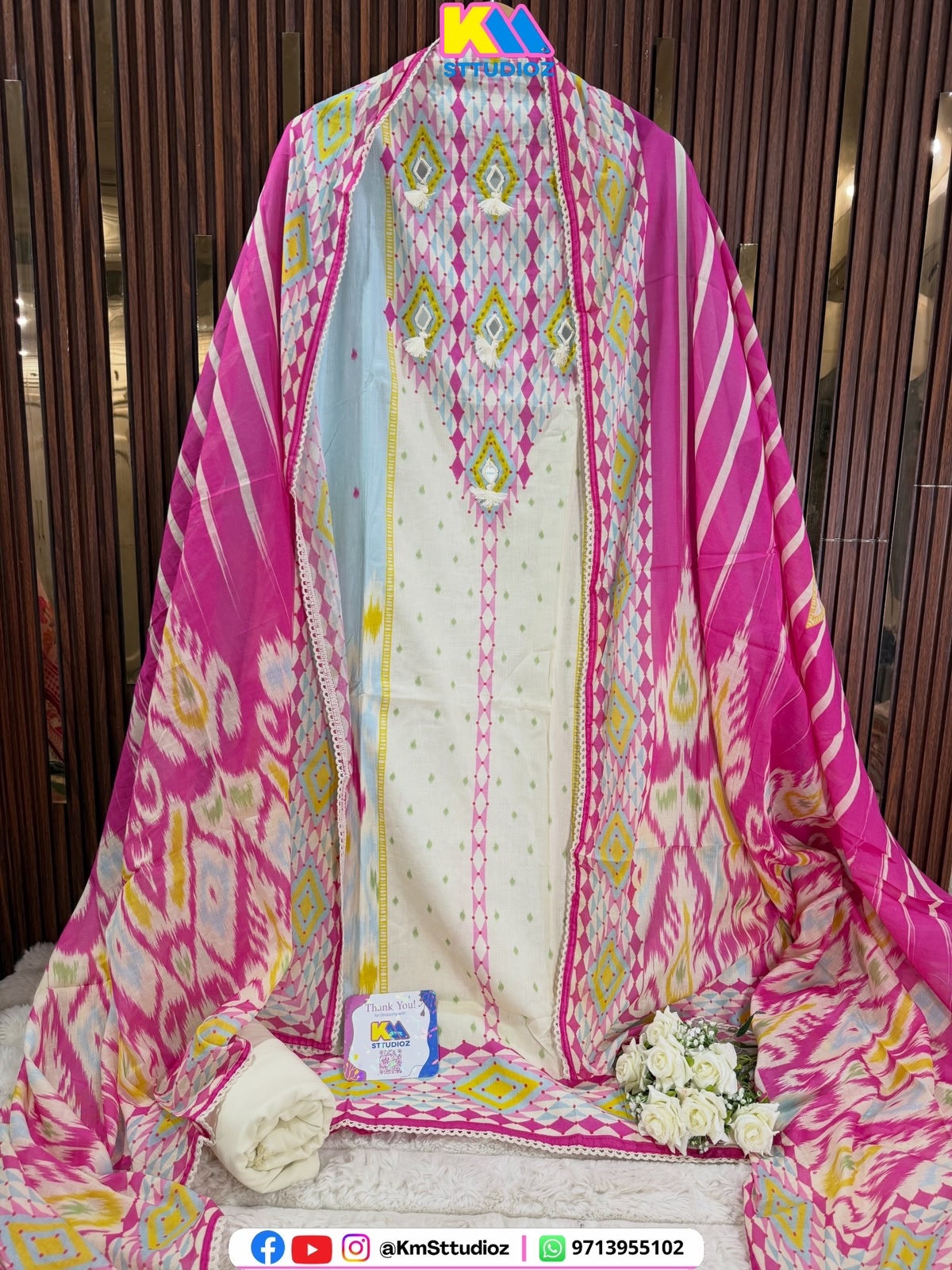 Mul Cotton Ikkat Suit Set