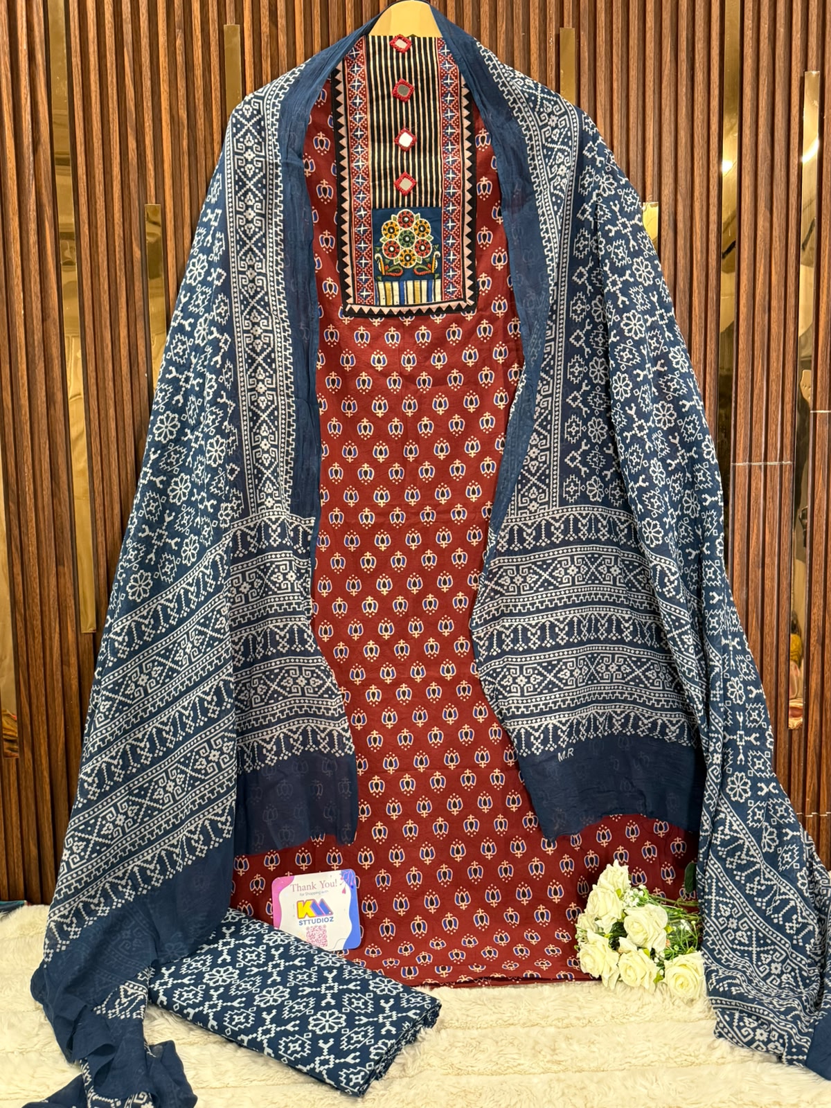Ajrakh Handblock Printed Cotton Suit Set