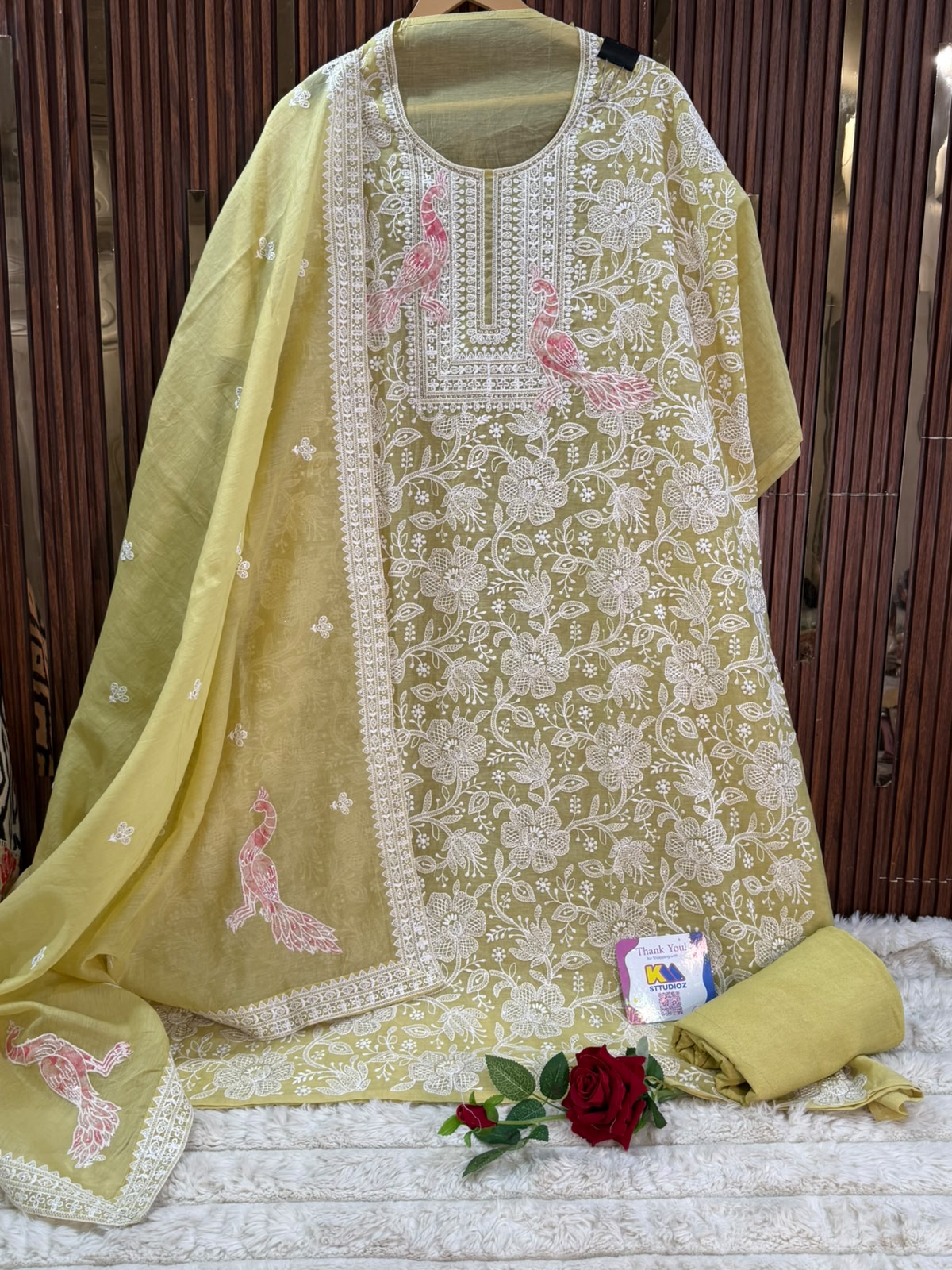 Mul Lucknowi Designer Suit Set