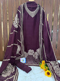 Wine Pure Georgette Designer Suit Set