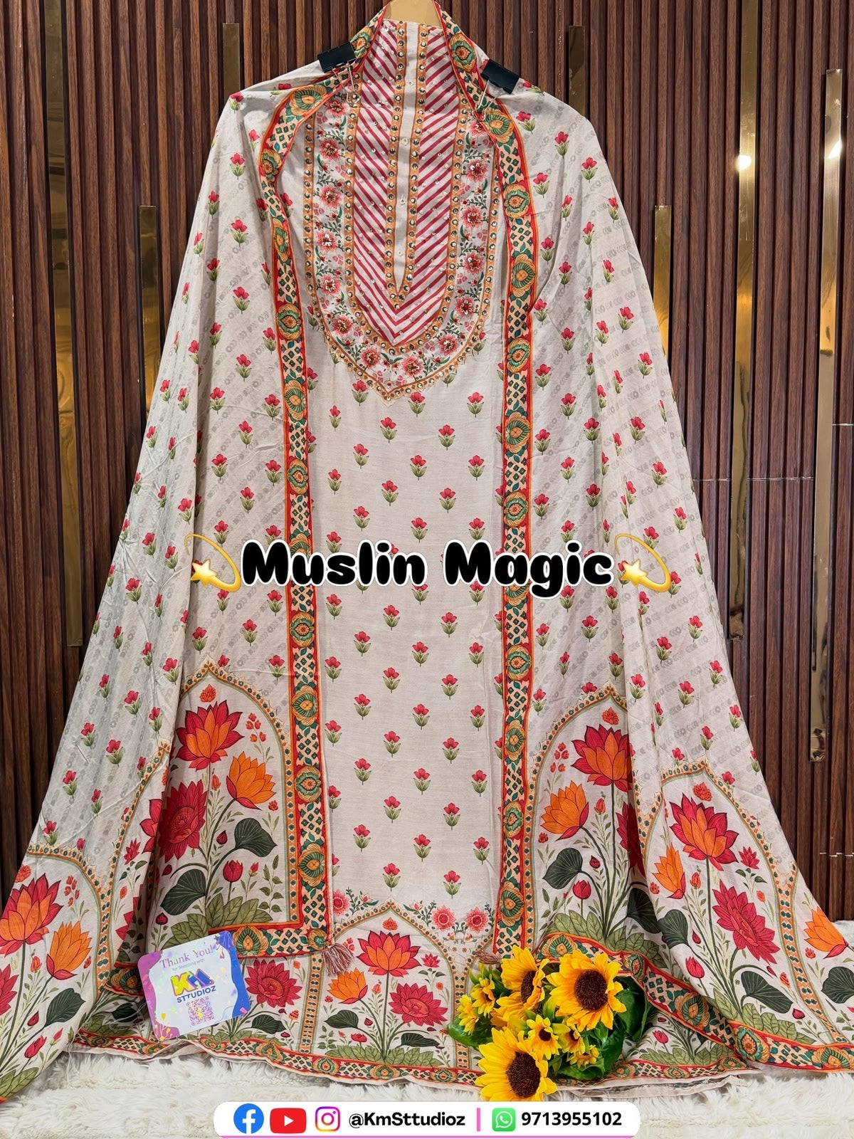 Muslin Kalamkari & Ajrakh Printed Kurta Set