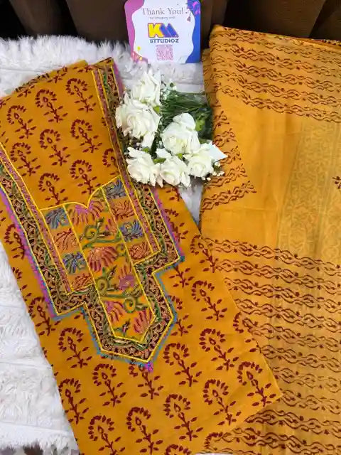 Pure Cotton Bagh Hand Block Suit Set