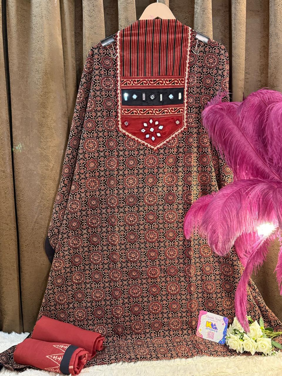 Pure Cotton Signature Ajrakh Designer Suit Set