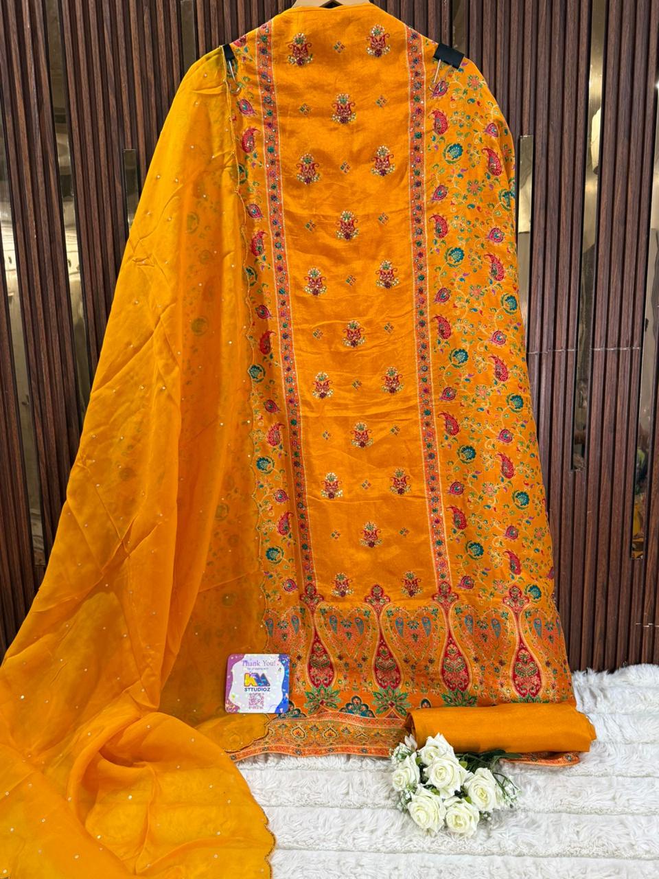 Classic Dola Silk Meenakari Banarasi Designer Suit Set