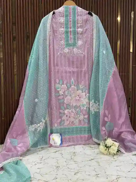 Super Classy Hand-Painted Cotton Designer Suit Set