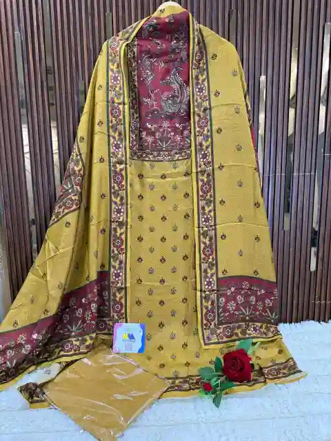 Premium Muslin Ajrakh Kalamkari Designer Suit Set