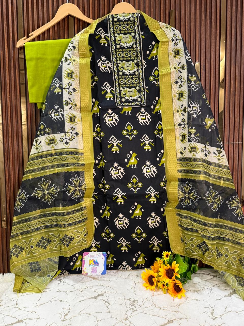 Premium Jam Cotton Patola Print Designer Suit Set