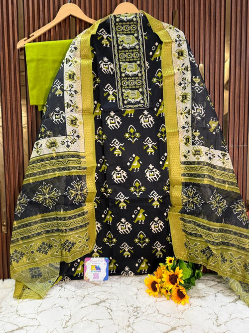 Premium Jam Cotton Patola Print Designer Suit Set