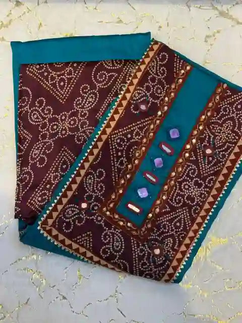 Jam Cotton Rayon Bandhani Designer Kurta Set