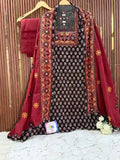 Evergreen Ajrakh Pure Cotton Designer Suit Set