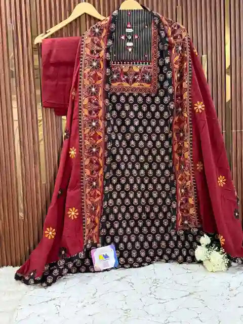 Evergreen Ajrakh Pure Cotton Designer Suit Set