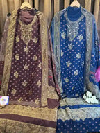 Dola Ajrakh × Banarasi 2-Piece Unstitched Suit Set
