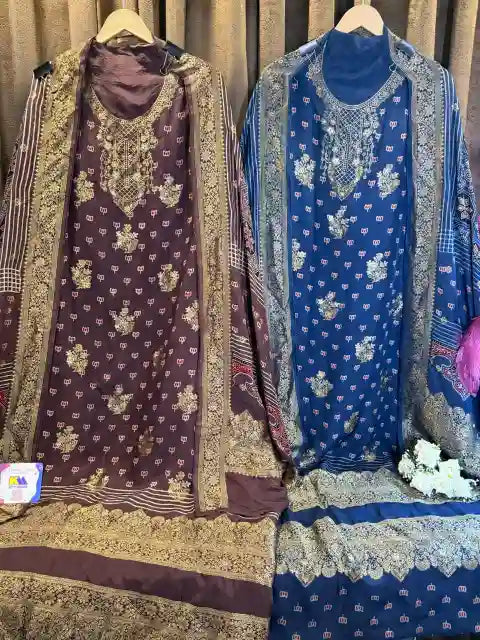 Dola Ajrakh × Banarasi 2-Piece Unstitched Suit Set