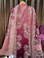 Premium Ombre Printed Organza Handwork Designer Suit Set