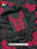 Black Beauty Pure Organza Floral Designer Suit Set