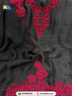 Black Beauty Pure Organza Floral Designer Suit Set