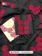 Black Beauty Pure Organza Floral Designer Suit Set