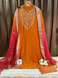 Classic Rust Dola Silk Gota Patti Designer Suit Set