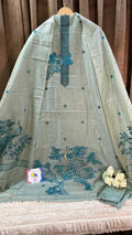 Peacock Jamdani Chanderi Silk Cotton Designer Suit Set