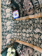Pure Bhagalpuri Silk Floral Peacock Designer Suit Set