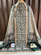 Pure Bhagalpuri Silk Floral Peacock Designer Suit Set