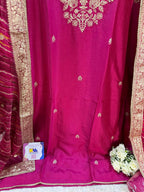 Dola Silk Zardozi Designer Suit Set with Lehariya Dupatta