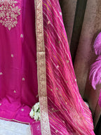 Dola Silk Zardozi Designer Suit Set with Lehariya Dupatta