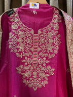 Dola Silk Zardozi Designer Suit Set with Lehariya Dupatta