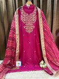 Dola Silk Zardozi Designer Suit Set with Lehariya Dupatta