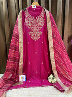 Dola Silk Zardozi Designer Suit Set with Lehariya Dupatta