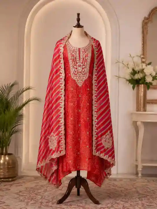 Festive Bandhani × Leheriya Designer Suit