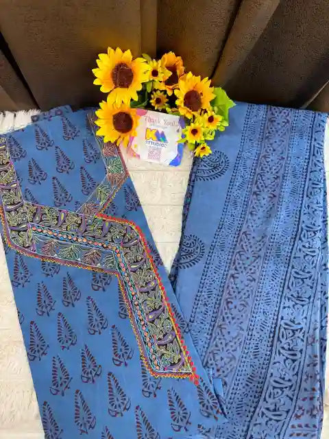 Pure Cotton Bagh Hand Block Designer Suit Set
