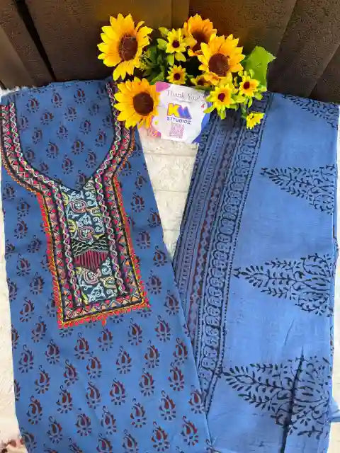 Pure Cotton Bagh Hand Block Designer Suit Set
