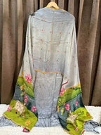 Pichwai Lotus & Cow Art-Inspired Pure Crepe Designer Suit Set