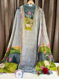 Pichwai Lotus & Cow Art-Inspired Pure Crepe Designer Suit Set